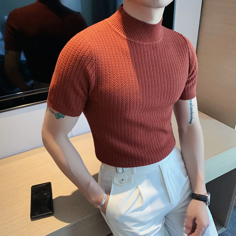 Men's Casual Solid Color Half Turtleneck T-shirt