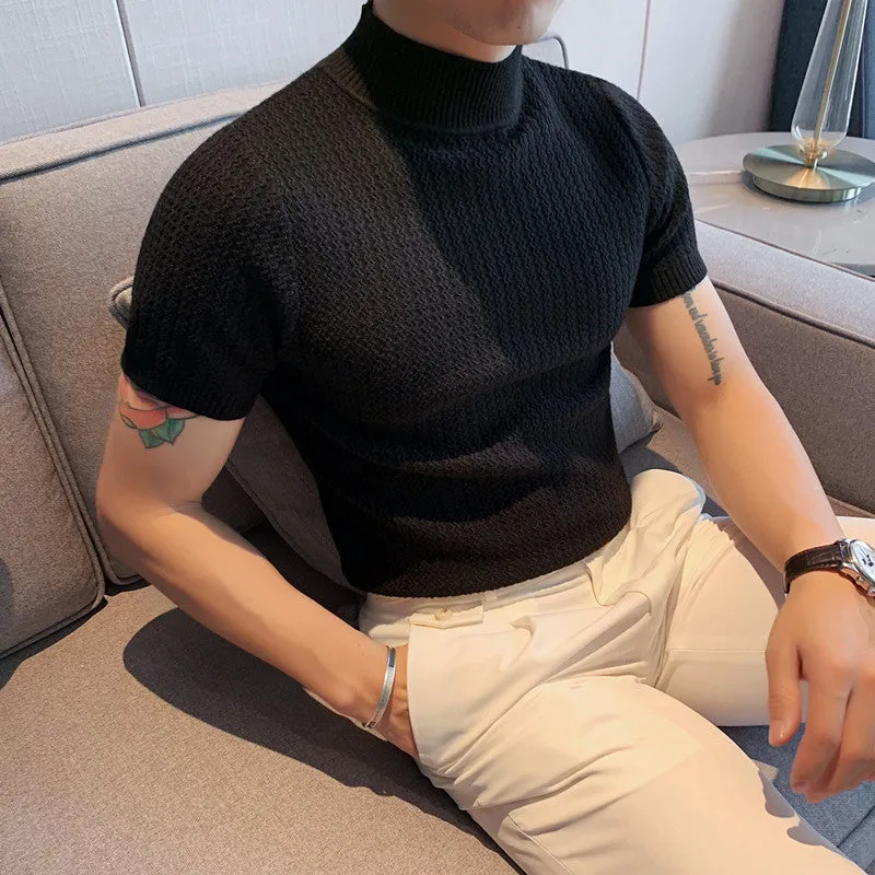 Men's Casual Solid Color Half Turtleneck T-shirt