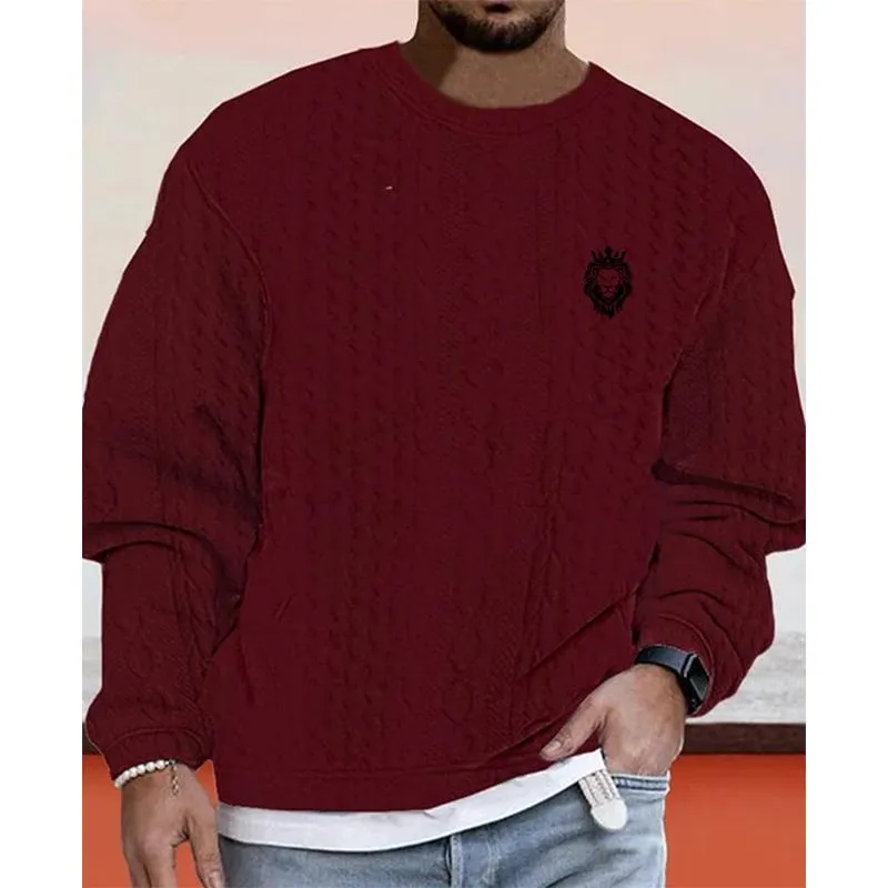 Men's Jacquard Thick Knit Twist Sweater 20453810YM