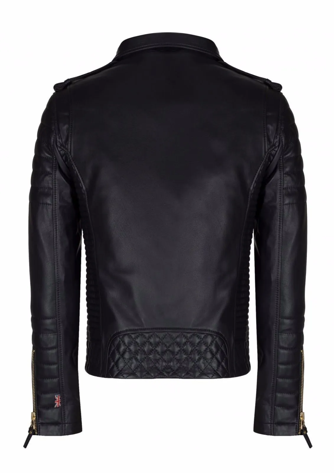 MENS KAY MICHAEL GENUINE SHEEP LEATHER JACKET BLACK DIAMOND QUILTED SLIM FIT JACKET GOLDEN ZIPPERS