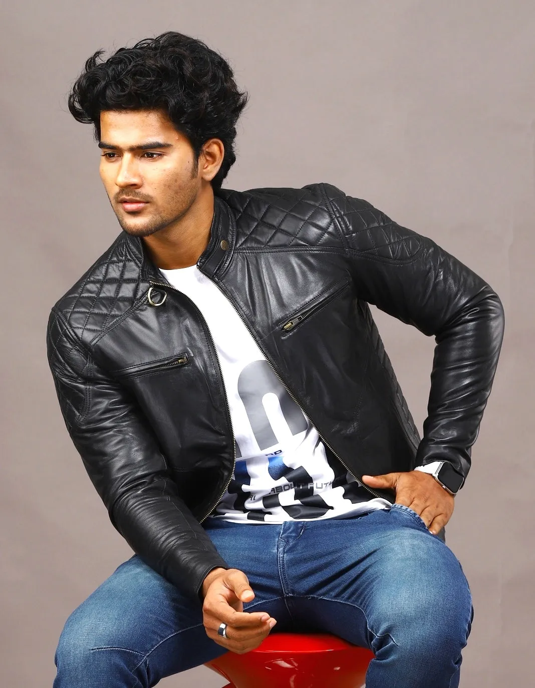 MENS LEATHER JACKET 41007 (BLACK)