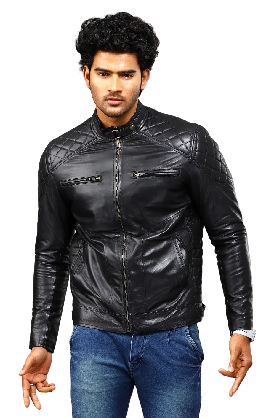 MENS LEATHER JACKET 41007 (BLACK)