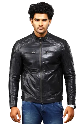 MENS LEATHER JACKET 41007 (BLACK)