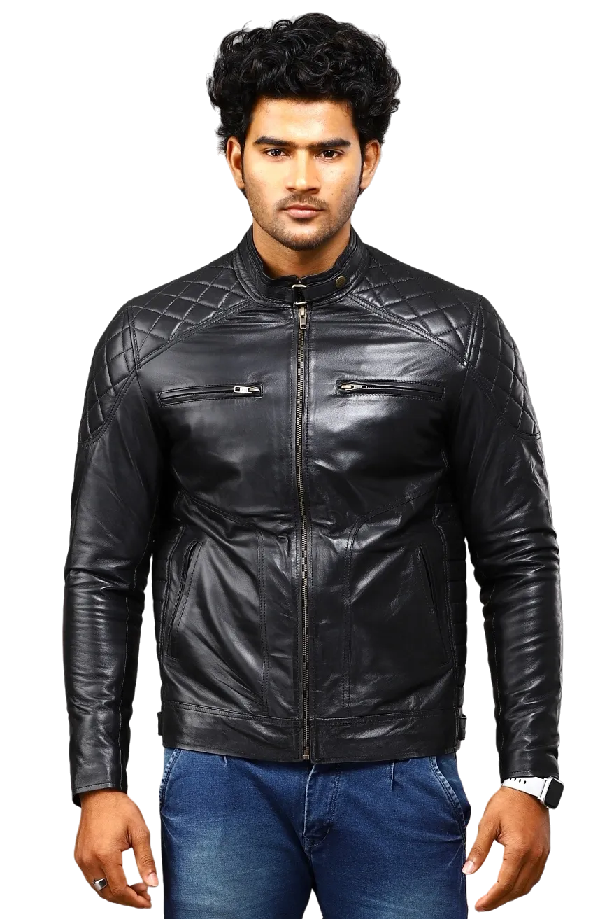 MENS LEATHER JACKET 41007 (BLACK)