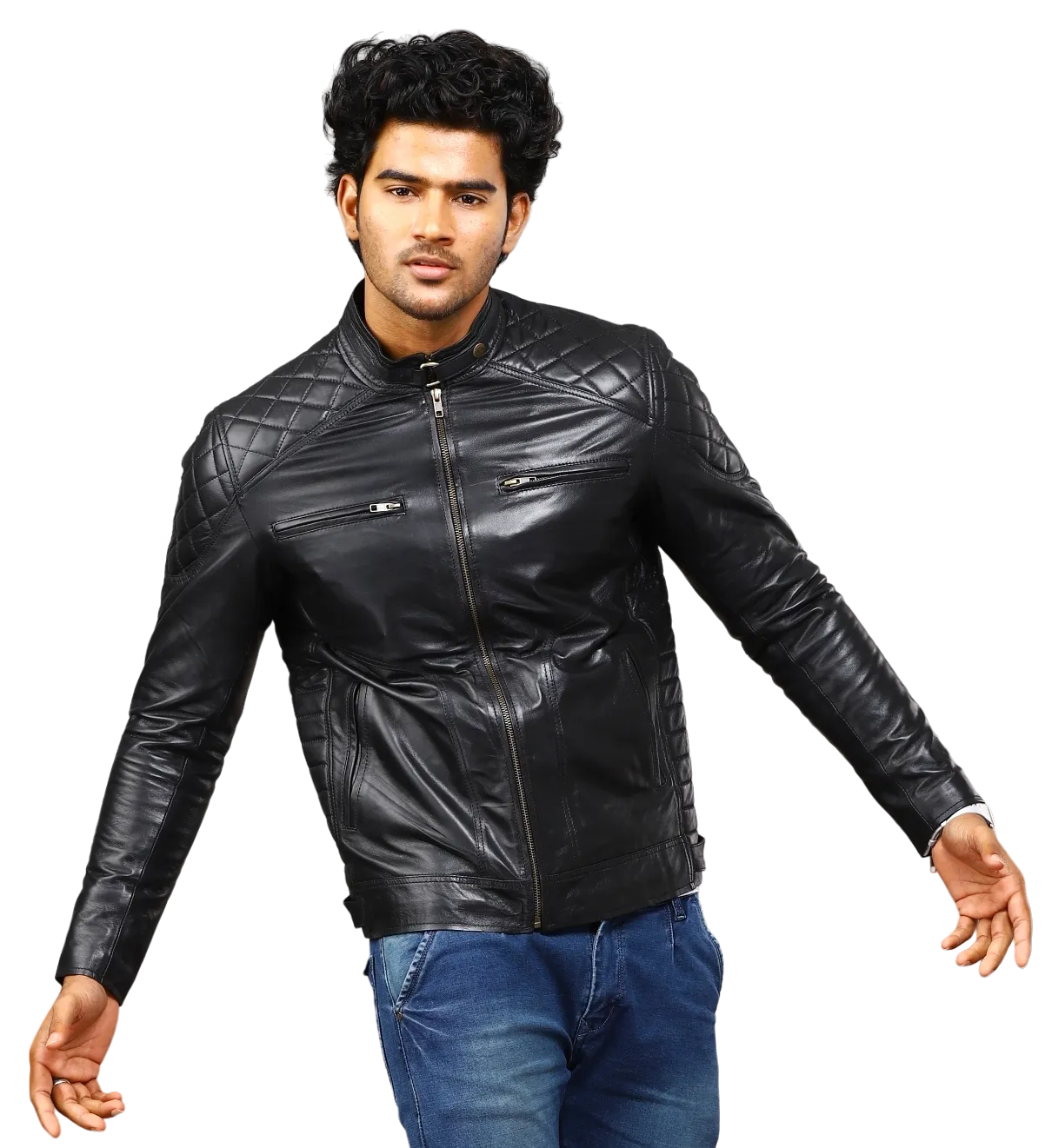 MENS LEATHER JACKET 41007 (BLACK)