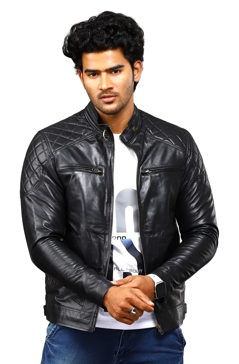 MENS LEATHER JACKET 41007 (BLACK)