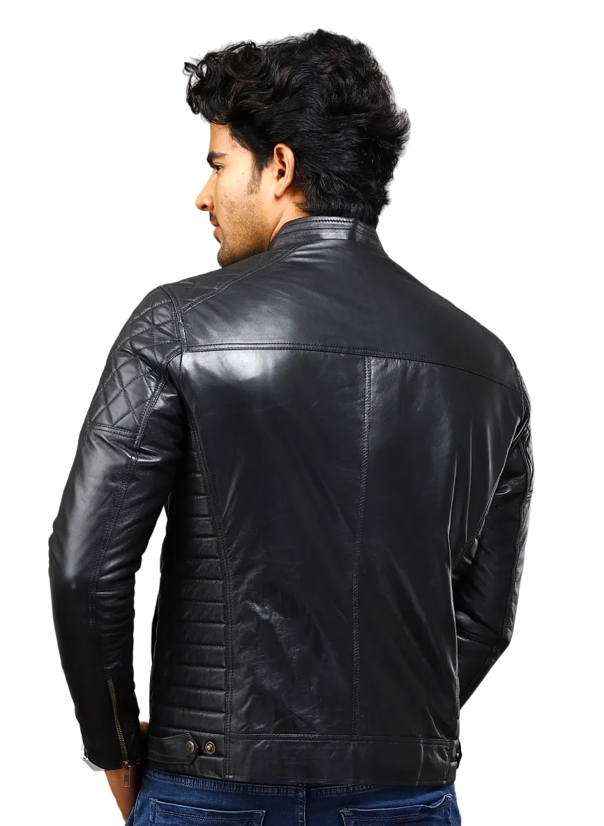 MENS LEATHER JACKET 41007 (BLACK)