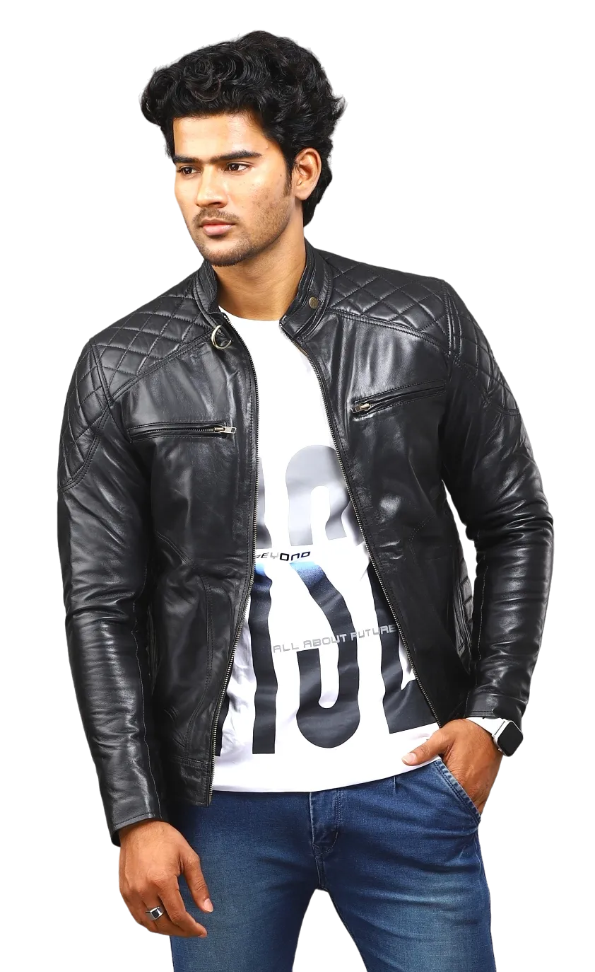 MENS LEATHER JACKET 41007 (BLACK)