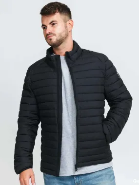 Men's Plain Quilted Jacket,Black