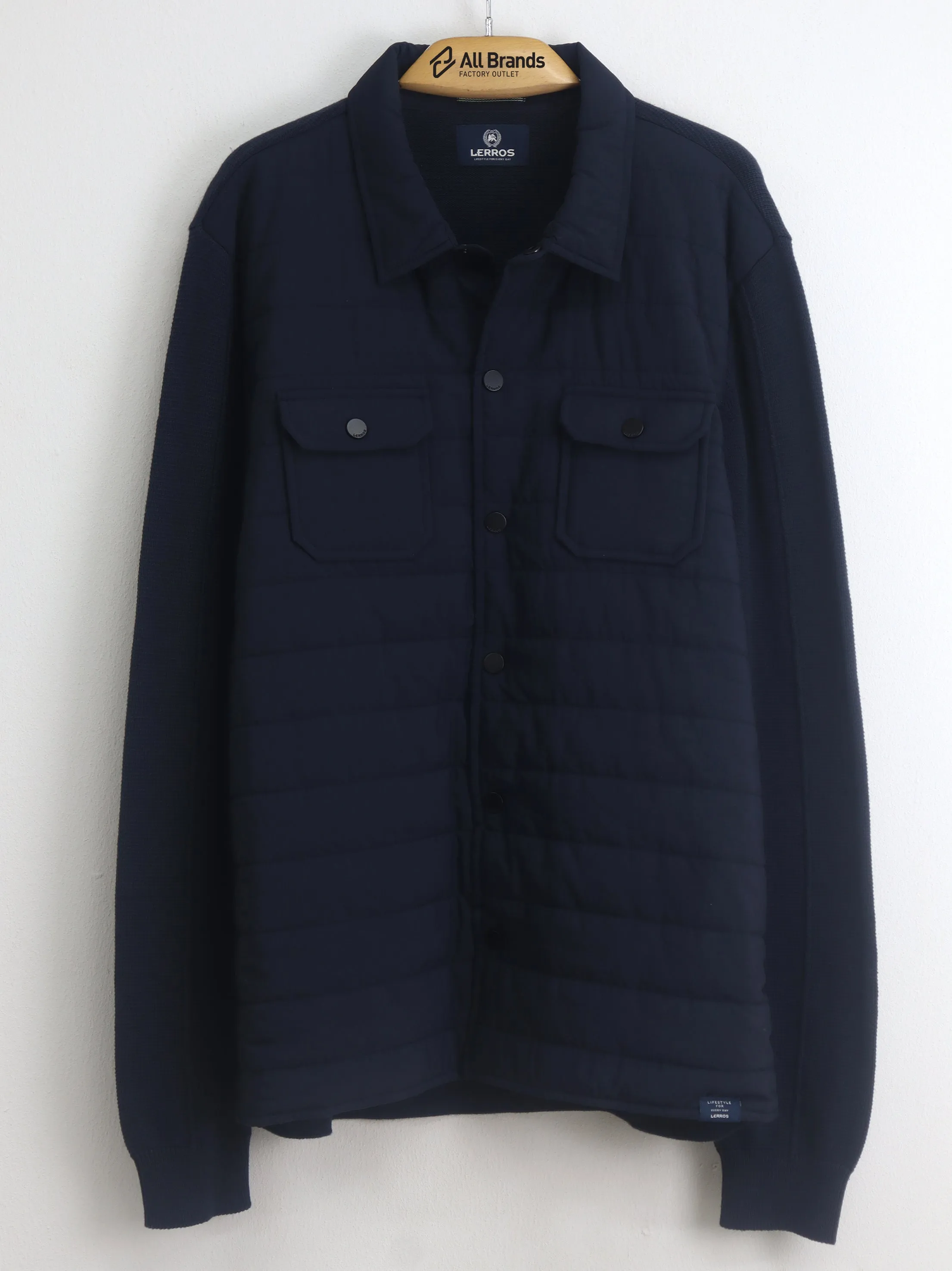 Men's Plain Quilted Jacket,Navy