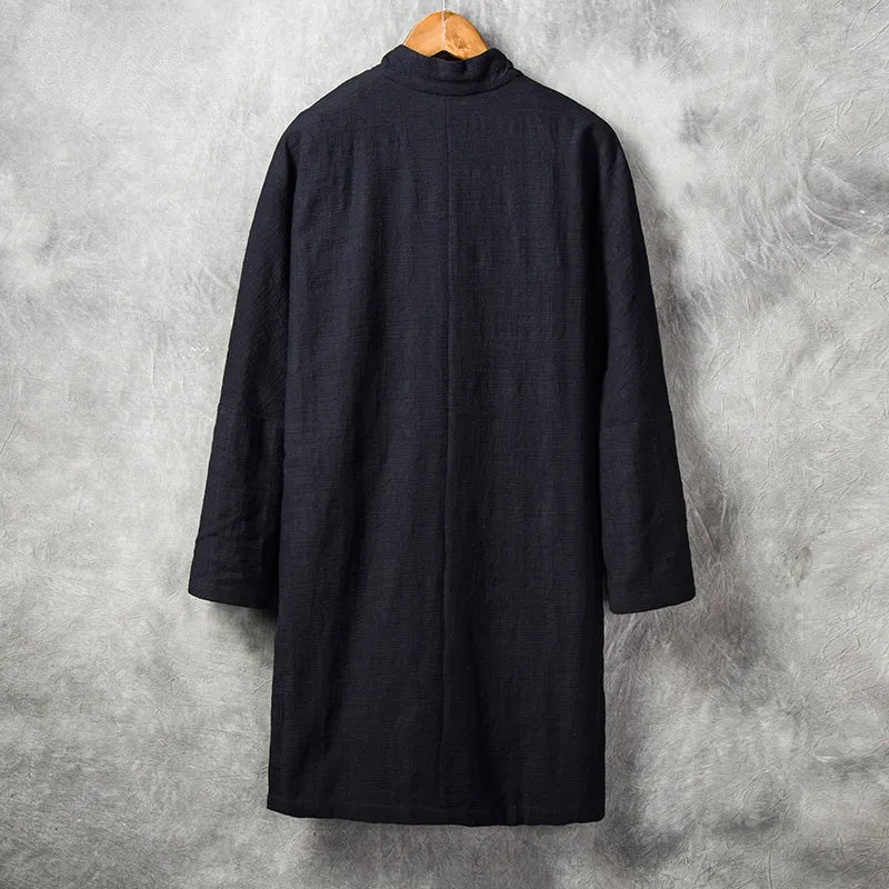 Mid-length Cotton Linen Retro Trench Coat