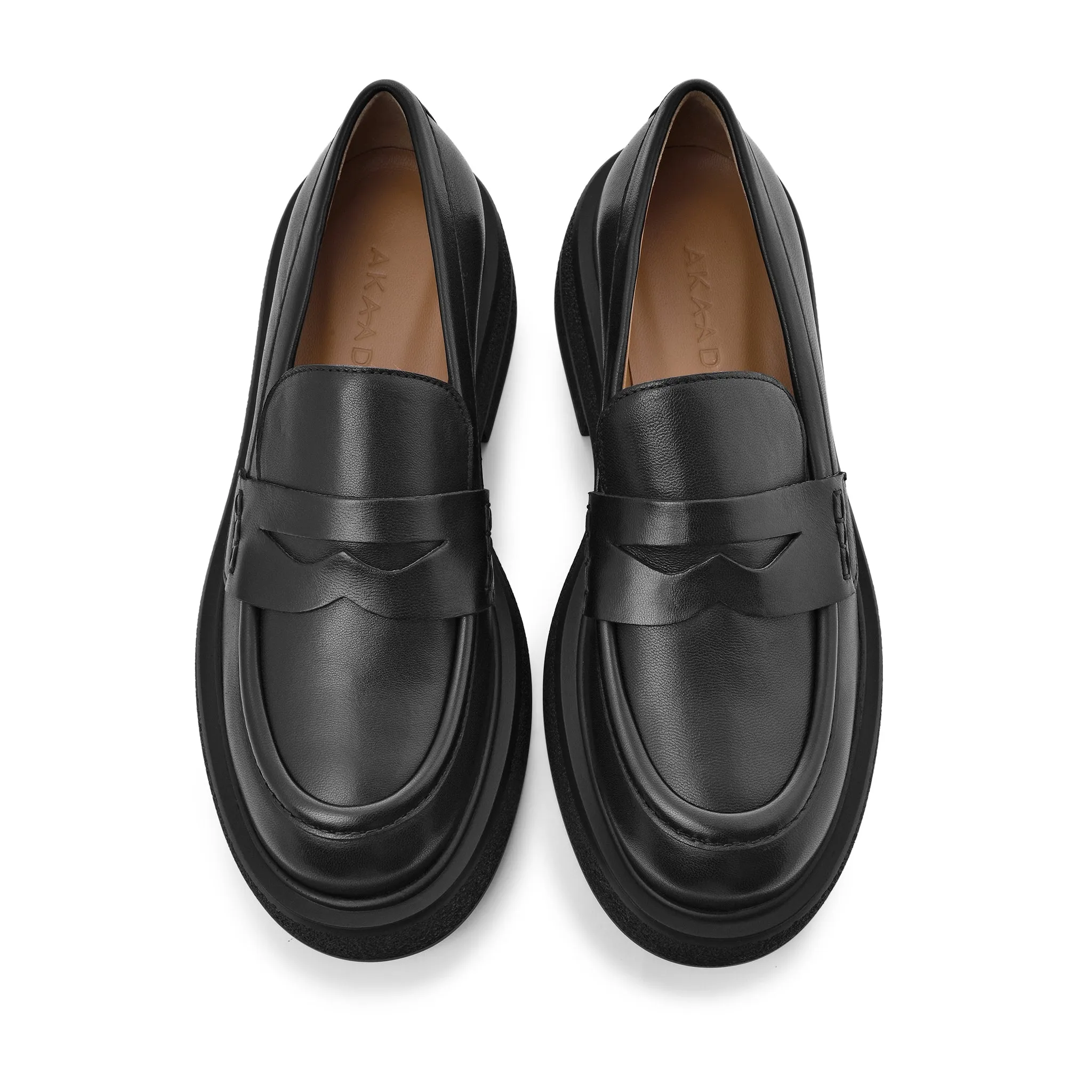 Mikka Black Leather Chunky Loafers