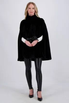 MINK CAPE, LEATHER BELT