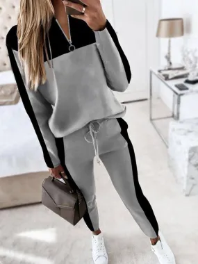 Mock Neck Half Zip Sweater and Pants Matching Set