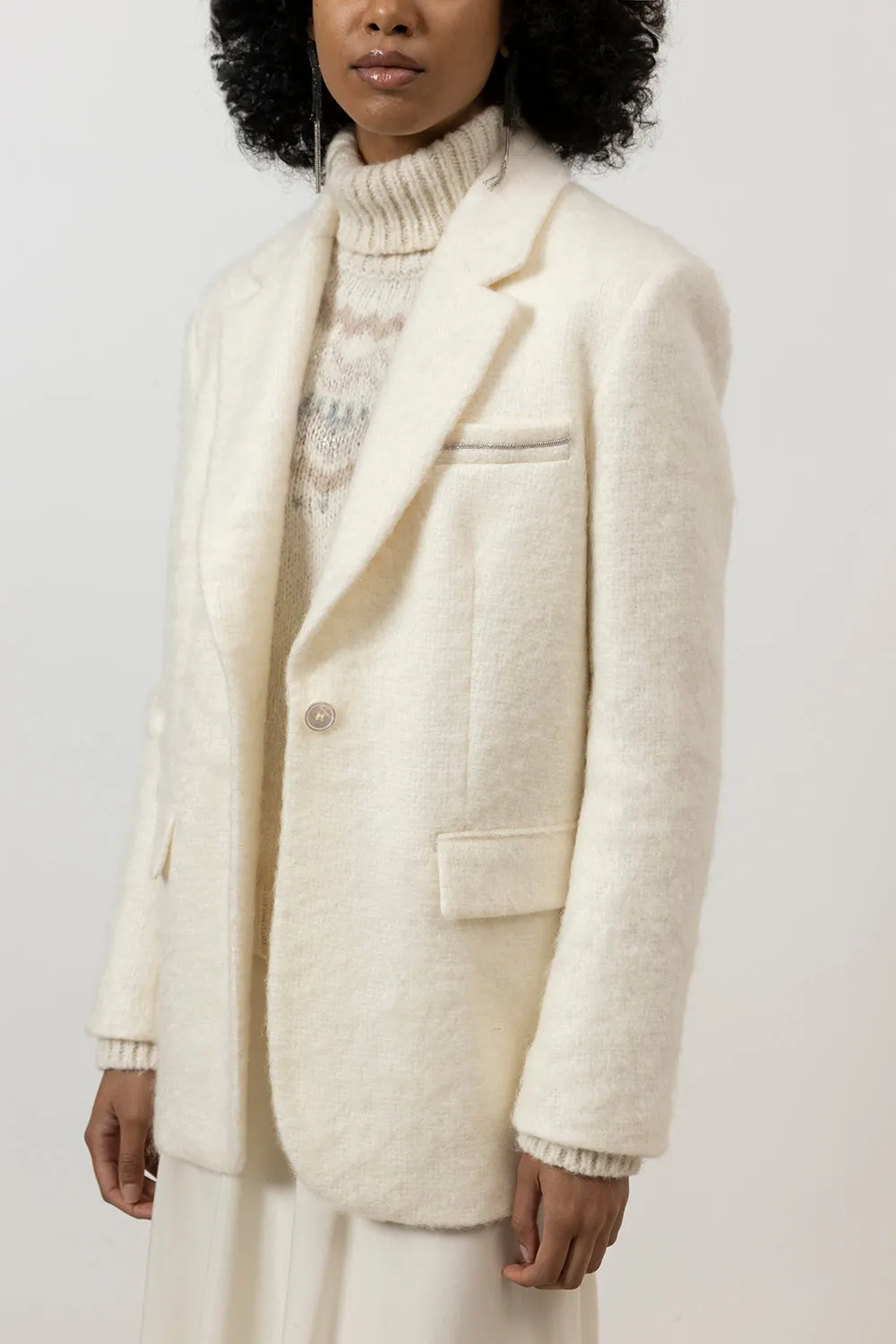 Mohair and wool single-breasted blazer