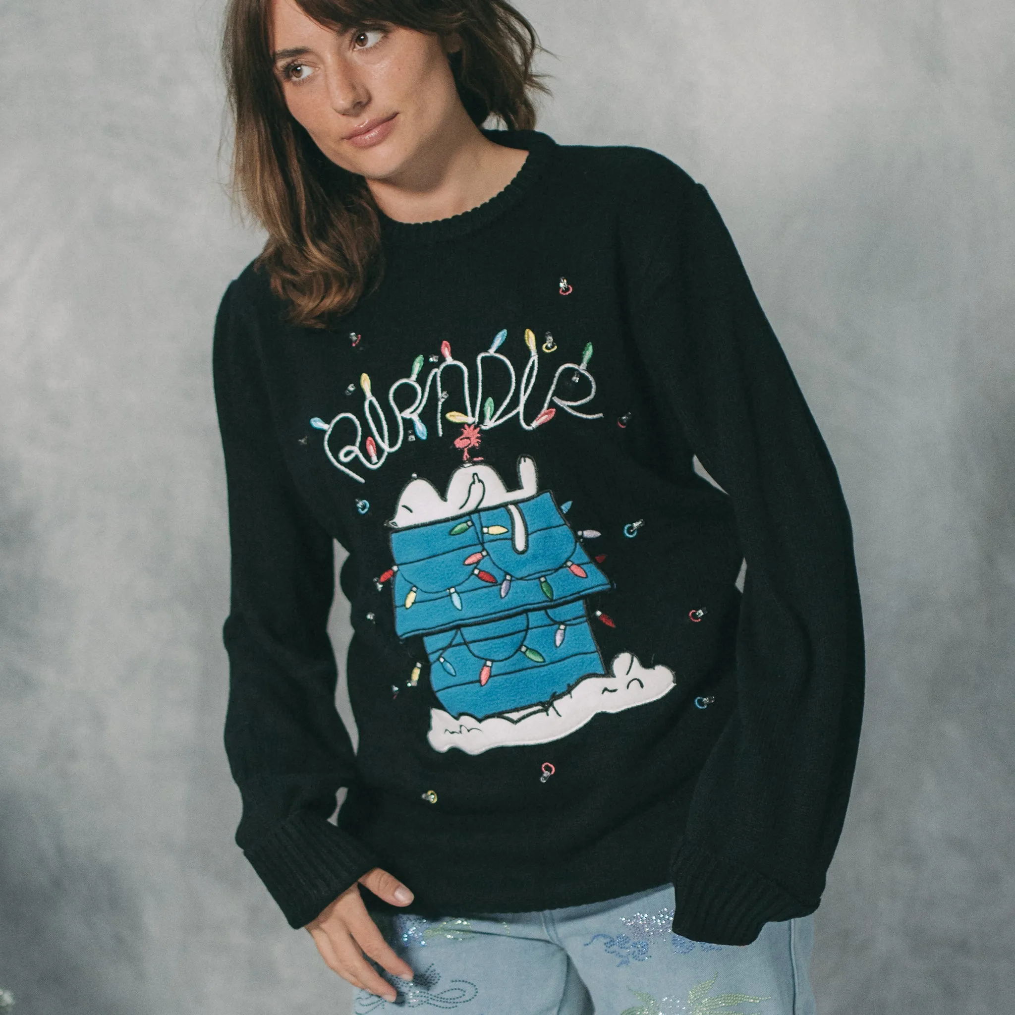 Nerm Christmas Light Up Knit Sweater (Black)