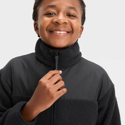 New - All In Motion Kids Full Zip High-Pile Cozy Sweatshirt Mock Turtleneck