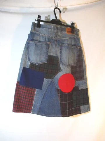 NEW JUNYA WATANABE COMME DES GARCONS Denim Patchwork Skirt M NWT