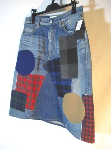 NEW JUNYA WATANABE COMME DES GARCONS Denim Patchwork Skirt M NWT