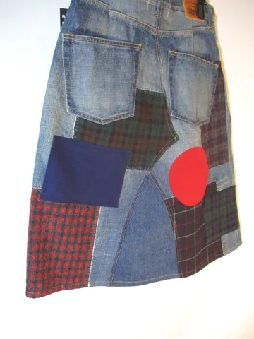 NEW JUNYA WATANABE COMME DES GARCONS Denim Patchwork Skirt M NWT