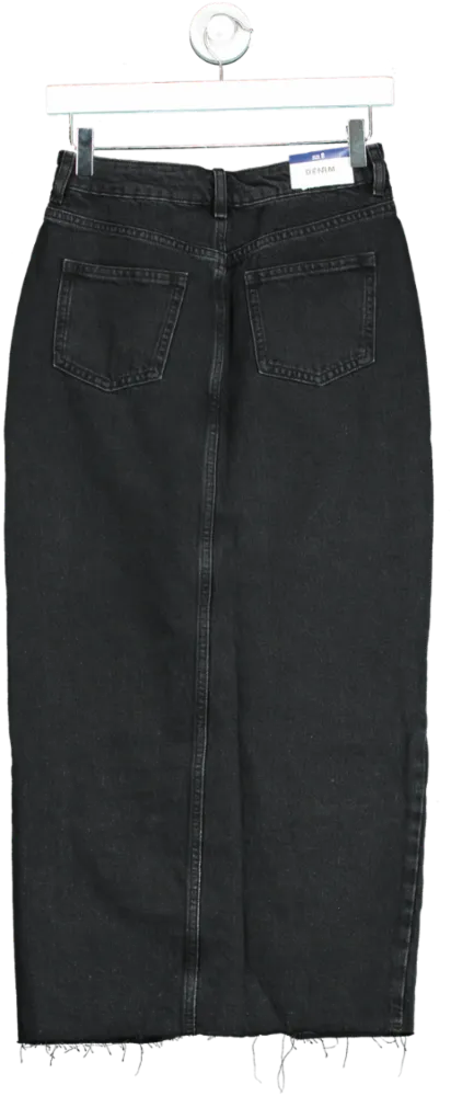 New Look Black LYNX Denim Midi Skirt UK 8