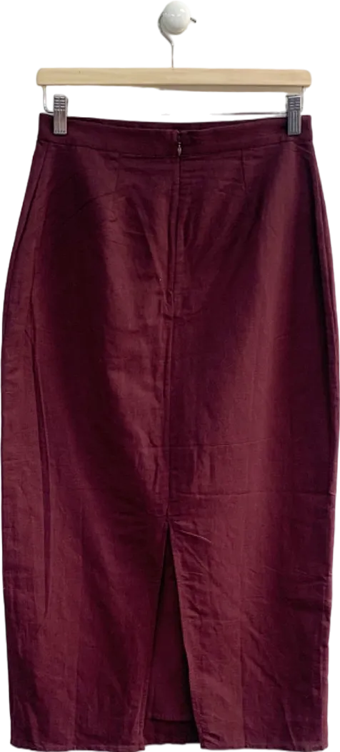 Nobody's Child Maroon Midi Pencil Skirt UK 10