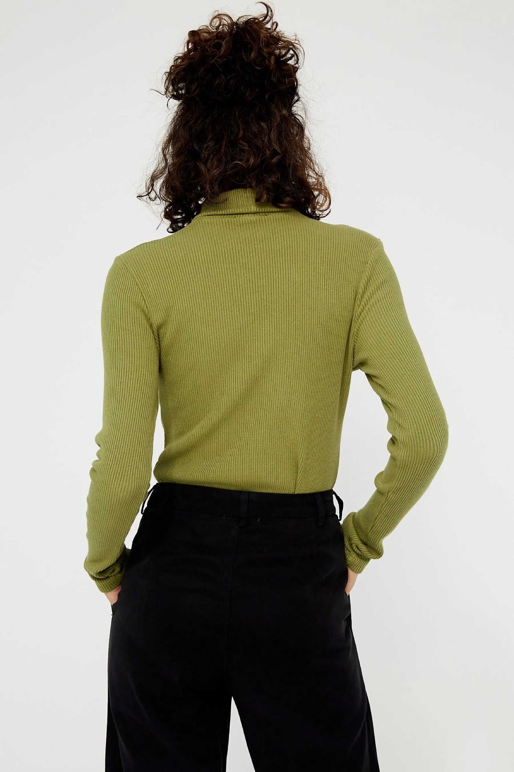 Olive Sweater Rib Turtleneck