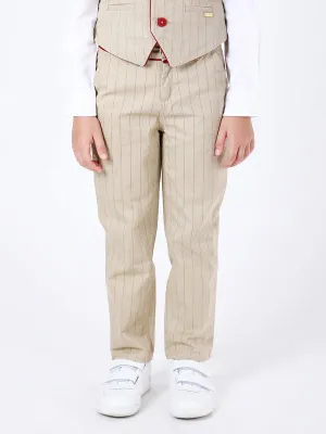 One Friday Beige Stripes Trouser