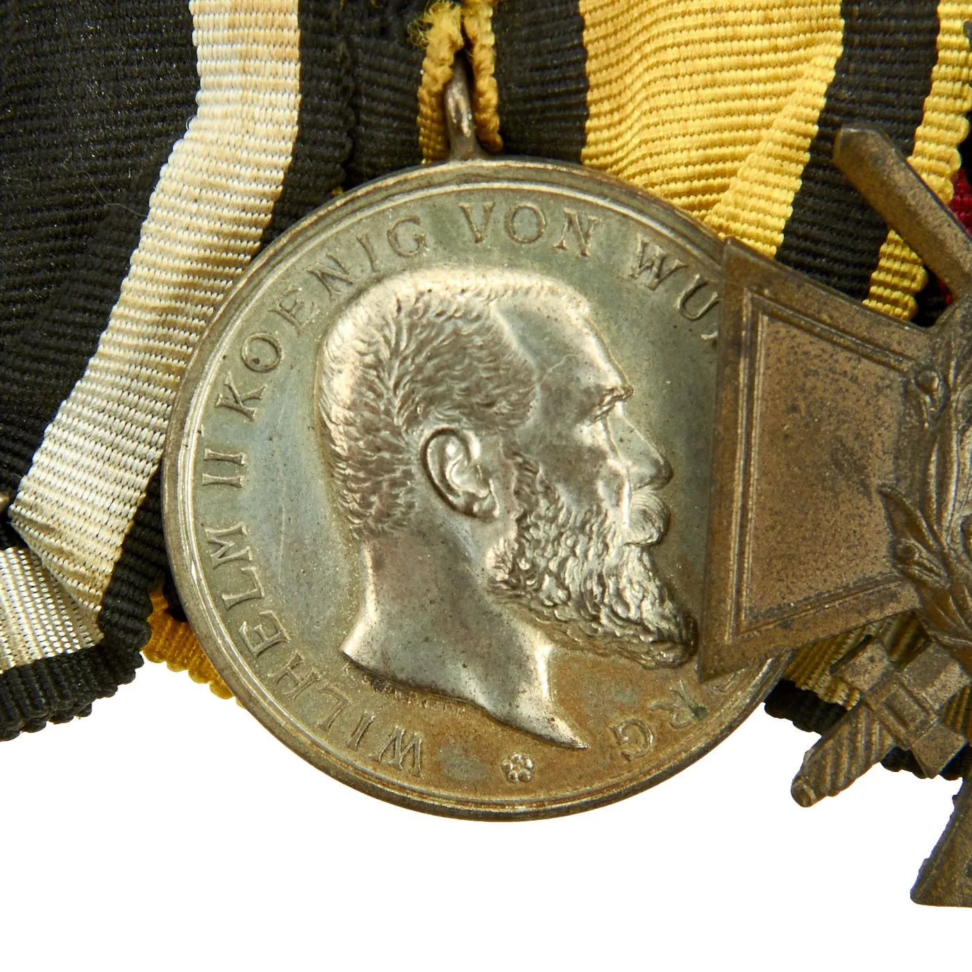 Original German WWI - WWII Medal Bar & Document Grouping with EKII and Kingdom of Württemberg Medal