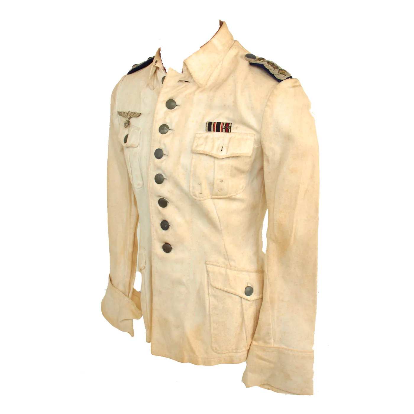 Original German WWII Heer Medical Oberstarzt Officer Summer White Uniform Tunic with Ribbon Bar