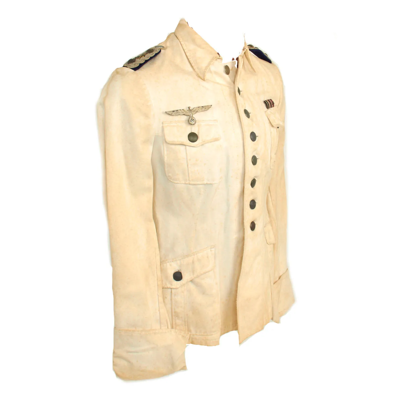 Original German WWII Heer Medical Oberstarzt Officer Summer White Uniform Tunic with Ribbon Bar