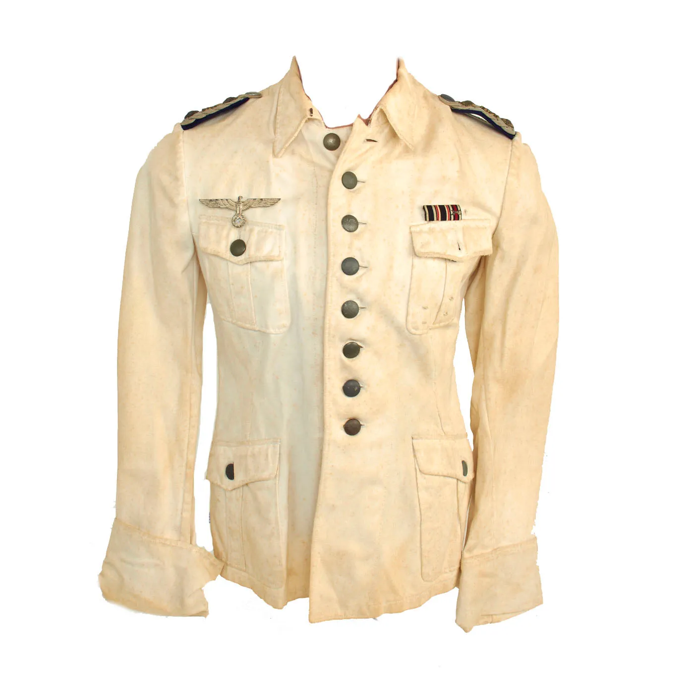 Original German WWII Heer Medical Oberstarzt Officer Summer White Uniform Tunic with Ribbon Bar