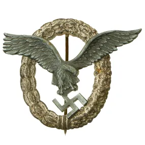 Original German WWII Late War Luftwaffe Pilot's Badge - Flugzeugführerabzeichen