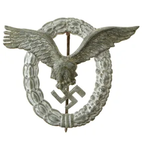 Original German WWII Late War Luftwaffe Pilot's Badge - Unmarked - Flugzeugführerabzeichen