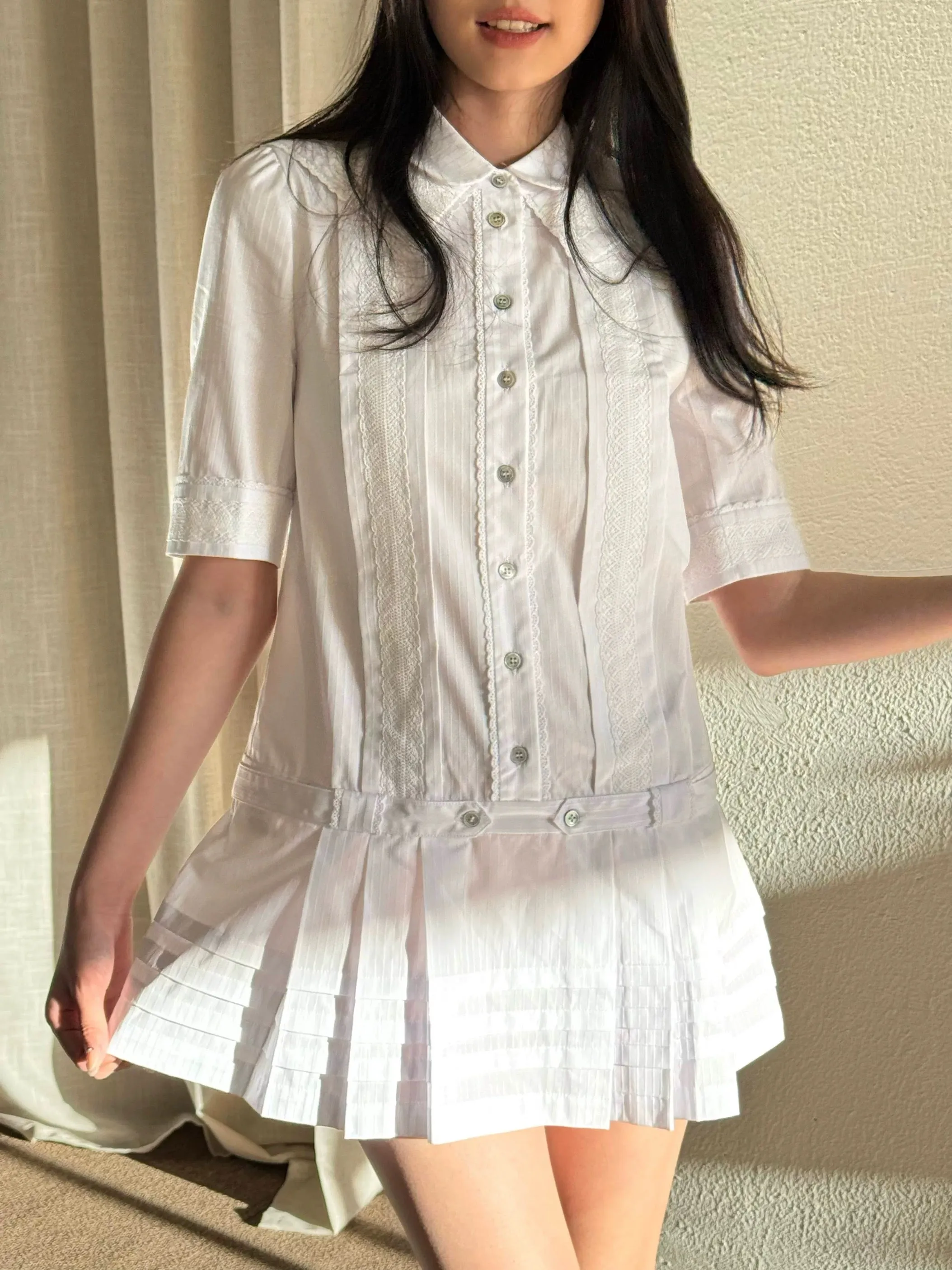 [Pacific Position] Another Me Sailor Style Cotton Mini Dress