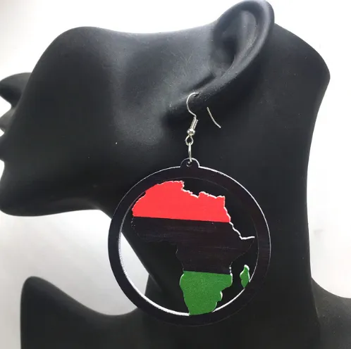 Pan-African Earrings | Africa shaped | African | Natural hair | Afrocentric | jewelry | accessory