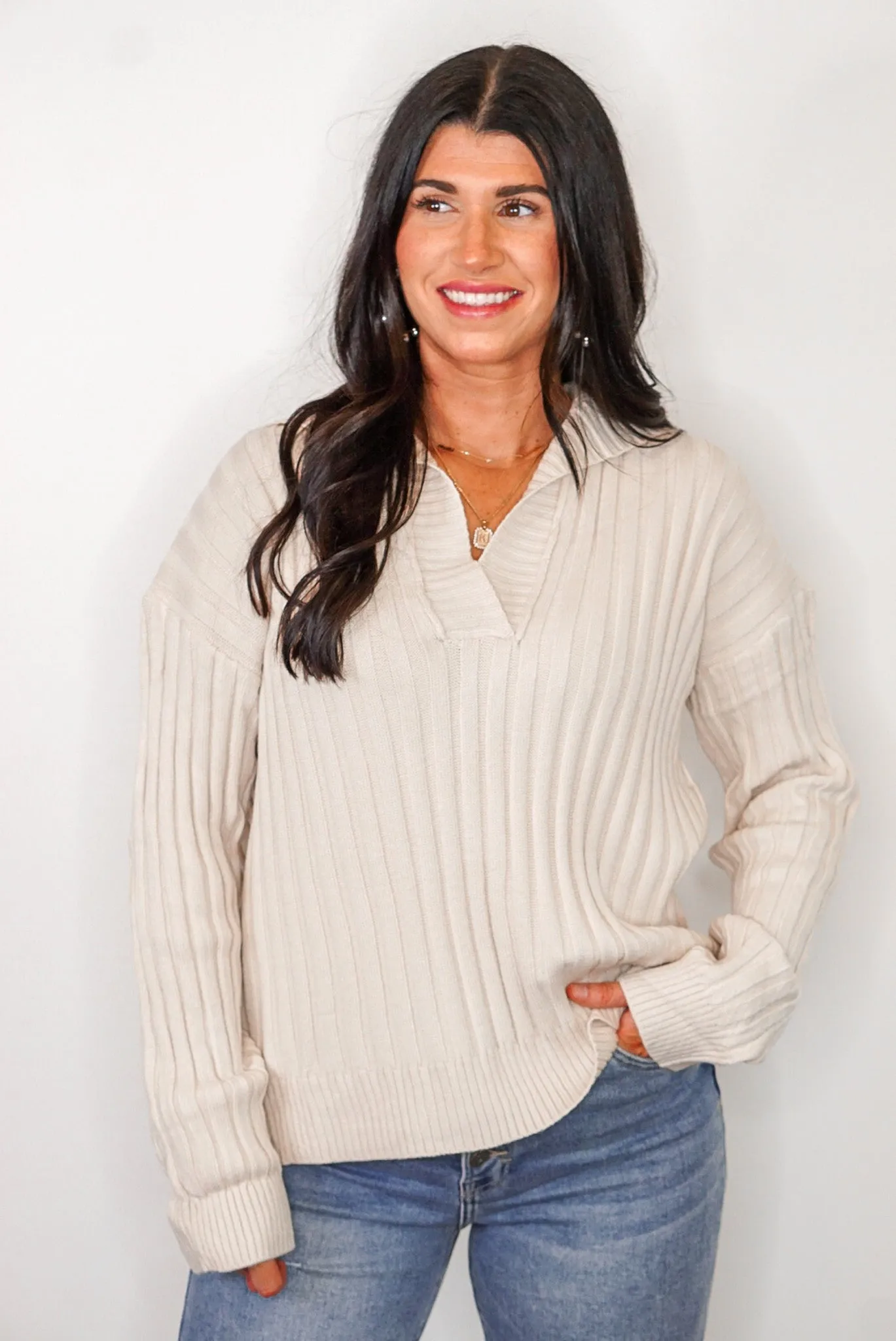 Perfect Expectations Cream Ribbed Sweater