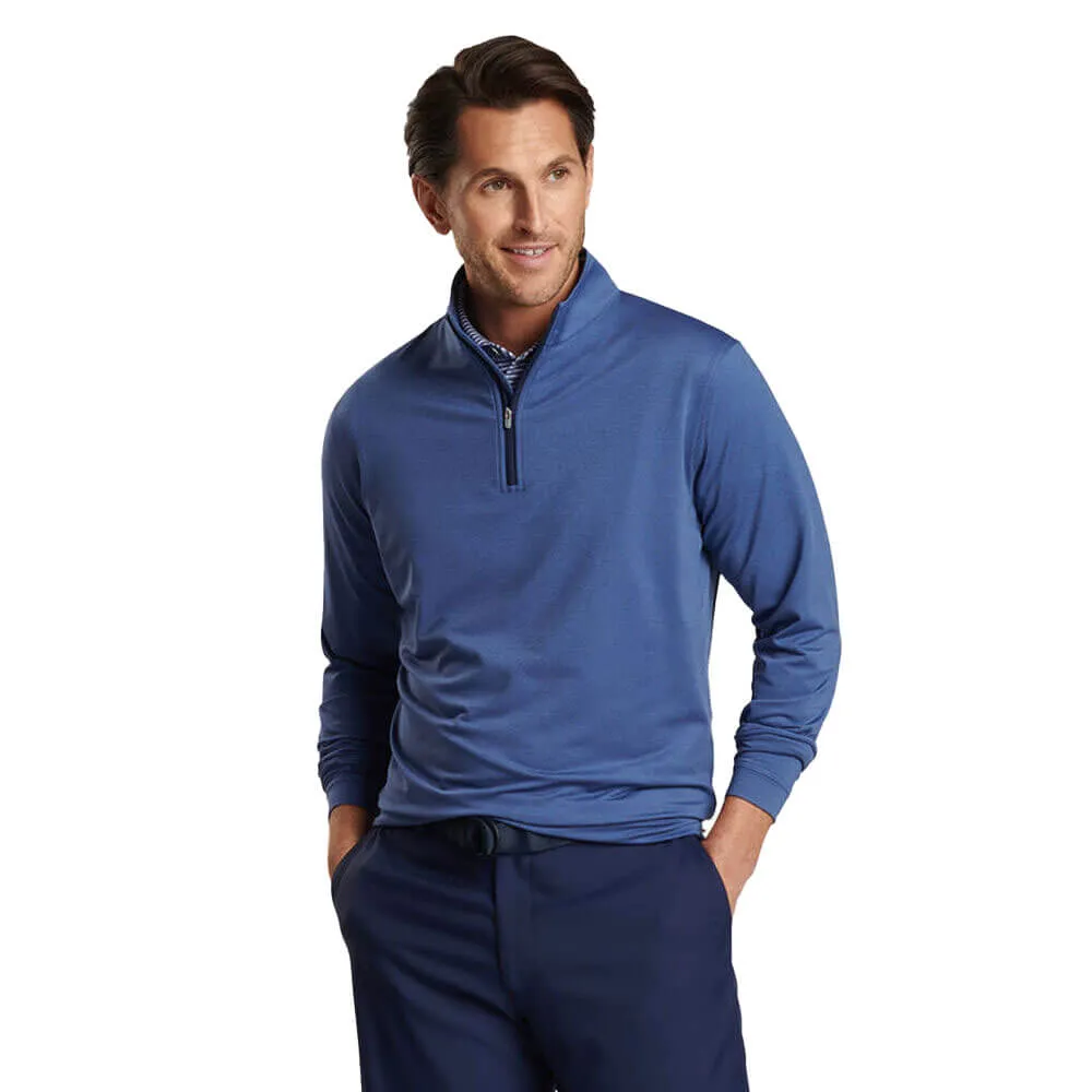 Peter Millar Men's Perth Mélange Performance 1/4 Zip Pullover Sweater - Sport Navy