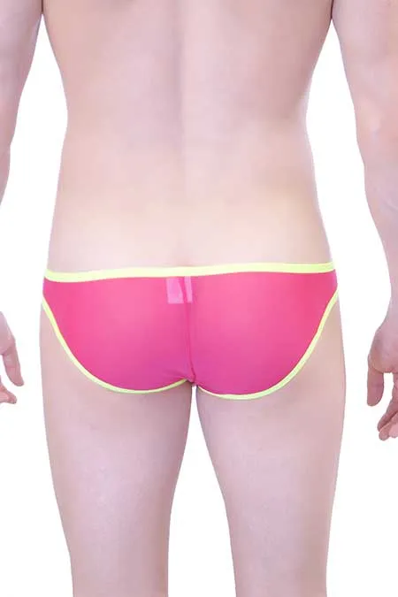 Petit-Q Big Bulge Transparent Bikini Underwear Pink/Yellow PQ161128 Size L