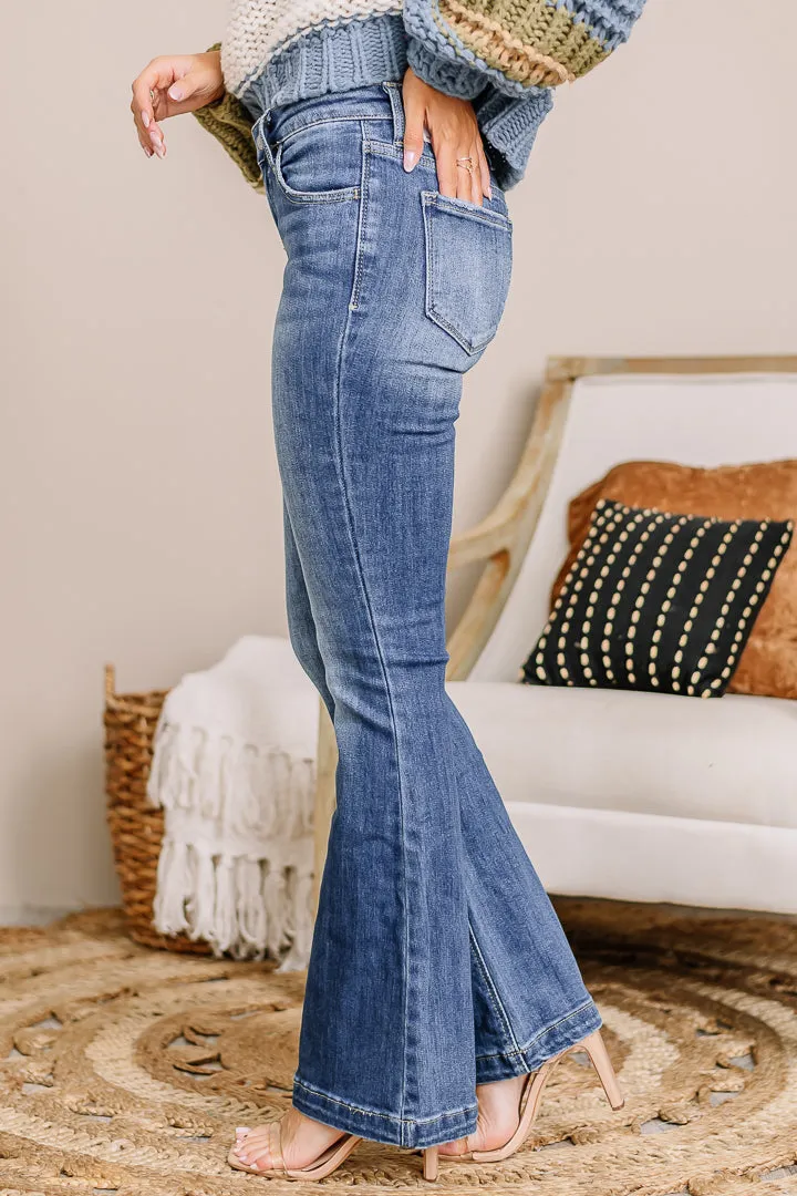 Petite Mid Rise Flare Jeans