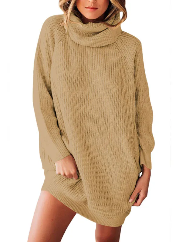 Pinkqueen Oversized Sweater Dress Long Sleeve Turtleneck Dress