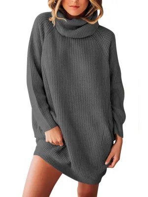 Pinkqueen Oversized Sweater Dress Long Sleeve Turtleneck Dress