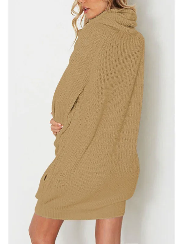 Pinkqueen Oversized Sweater Dress Long Sleeve Turtleneck Dress