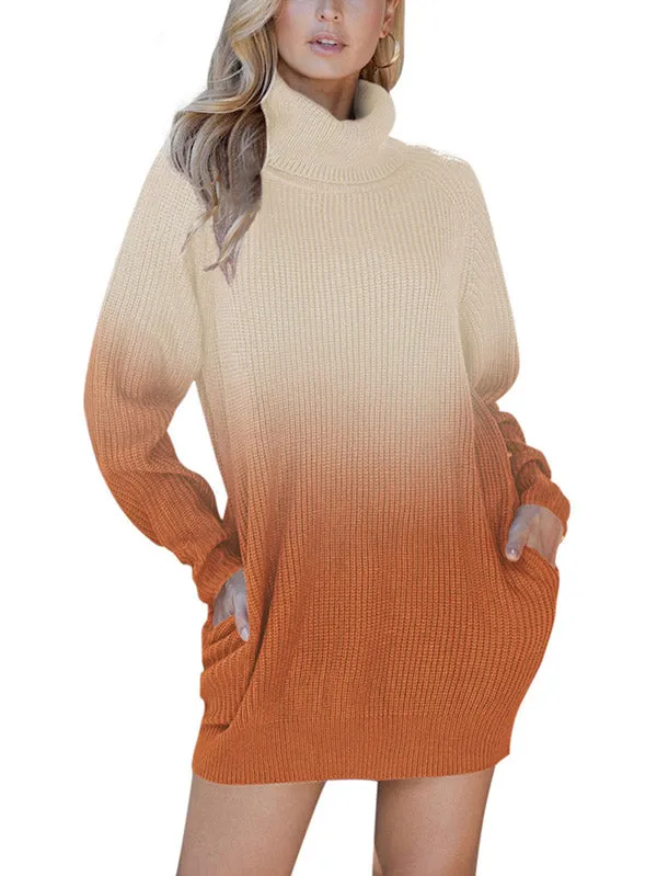 Pinkqueen Oversized Sweater Dress Long Sleeve Turtleneck Dress