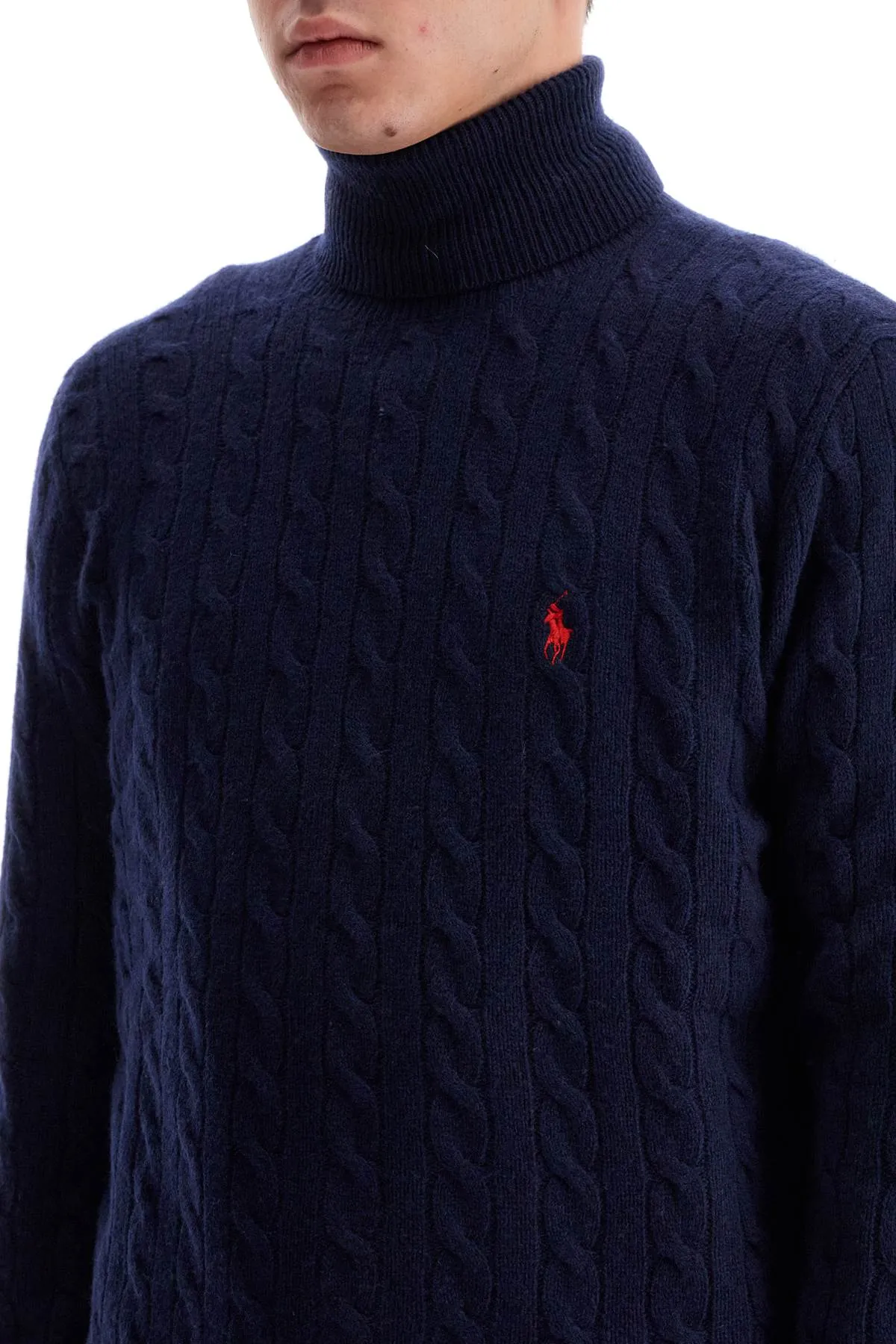 Polo Ralph Lauren High-Neck Wool And Cashmere Cable-Knit Pullover Sweater