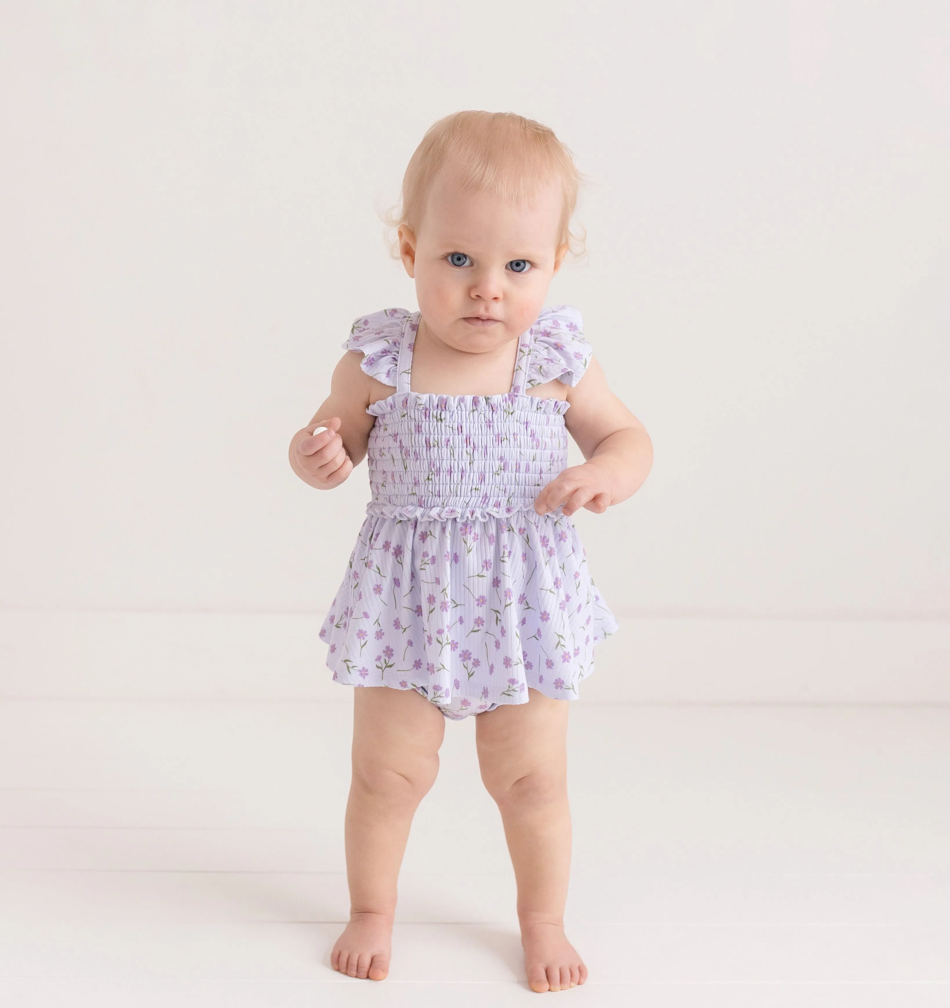 POS Jeanette Flutter Sleeve Smocked Babydoll Dress & Bloomer Set