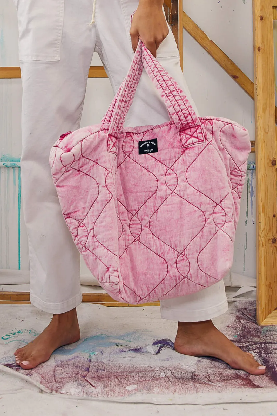 Quilted Tote, Acid Magenta