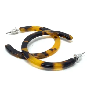 Resin Tortoise Shell Hoop Earrings