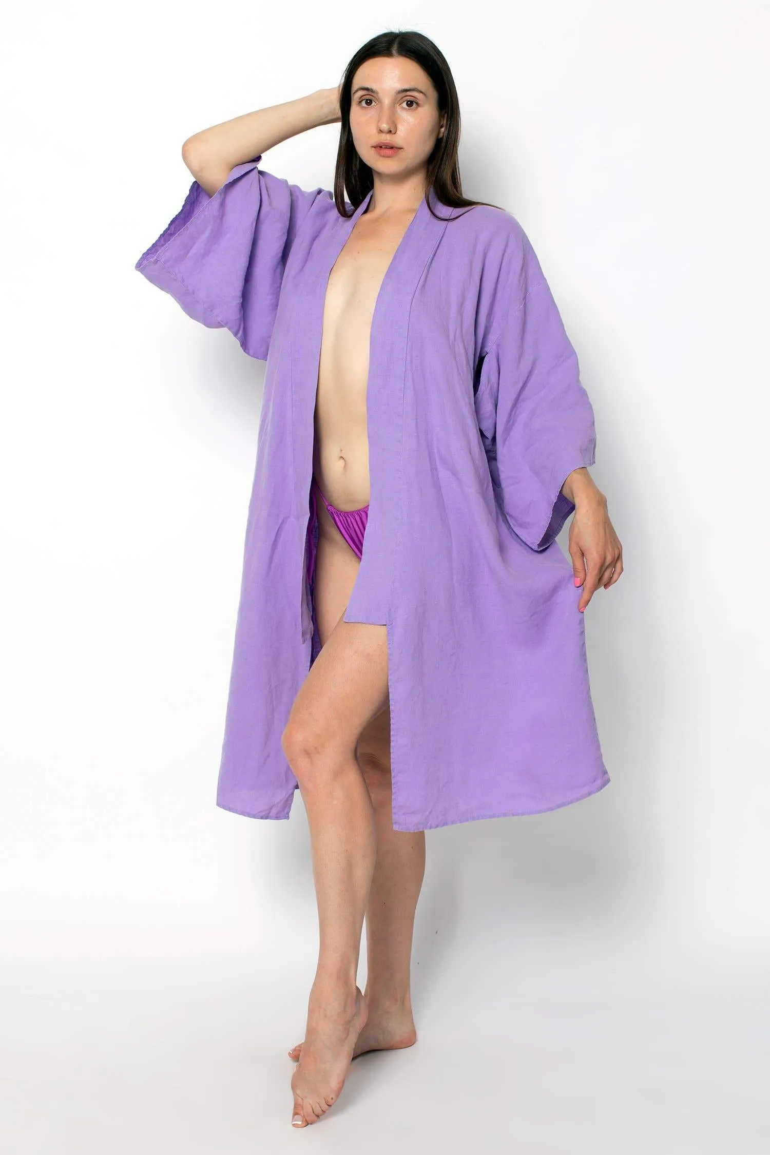 RLIN01GD - Linen Kimono Robe