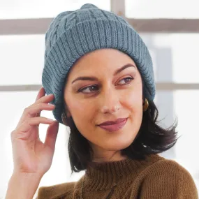 Robin's Egg Blue 100% Alpaca Soft Cable Knit Hat from Peru - Comfy in Blue | NOVICA